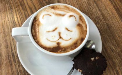 Cappuccino art in cafe at newport city in the philippines