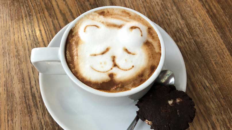 Cappuccino art in cafe at newport city in the philippines