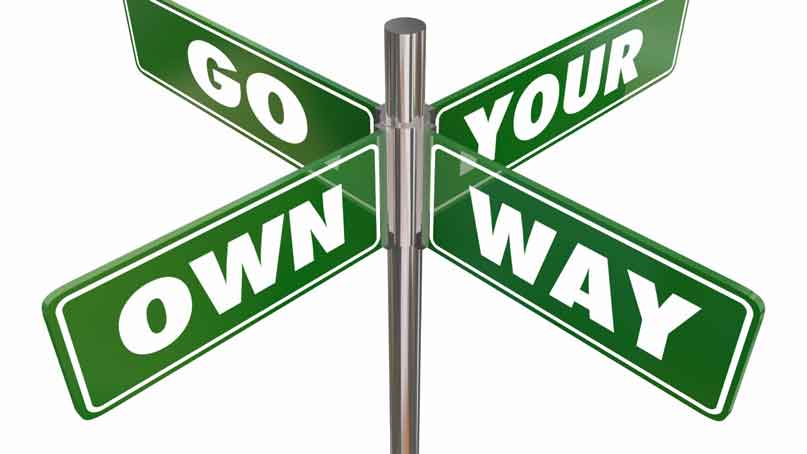 4 signs that say go, your, own, way