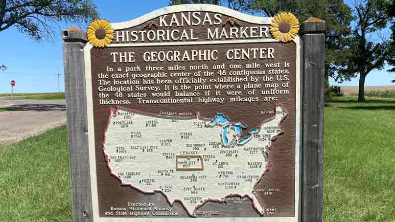 sign showing the geographical center of the united states