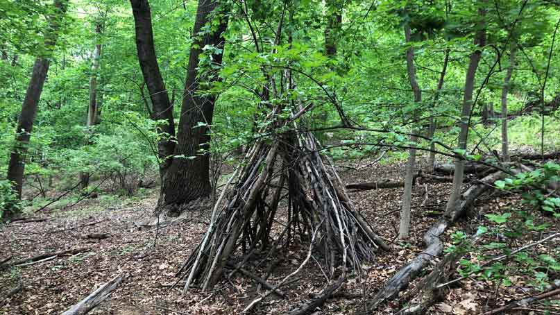 Teepee made of sticks at the Lenoir Preserve