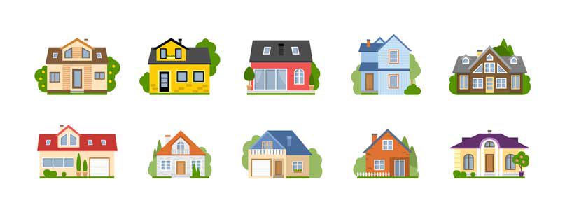 illustration of 10 houses in 2 rows