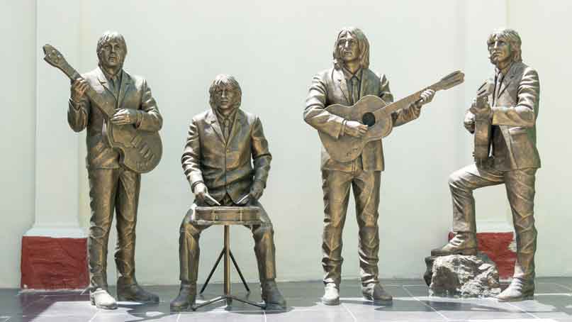 Statues of each of the beatles