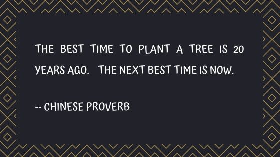 The best time to plant a tree is 20 years ago. The next best time is now. --Chinese proverb