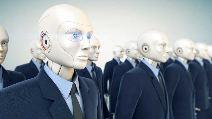 robots lined up - more and more jobs are going to artificial intelligence