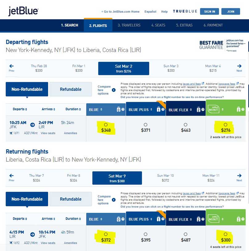 JetBlue Mint is the new way to travel to Liberia Costa Rica