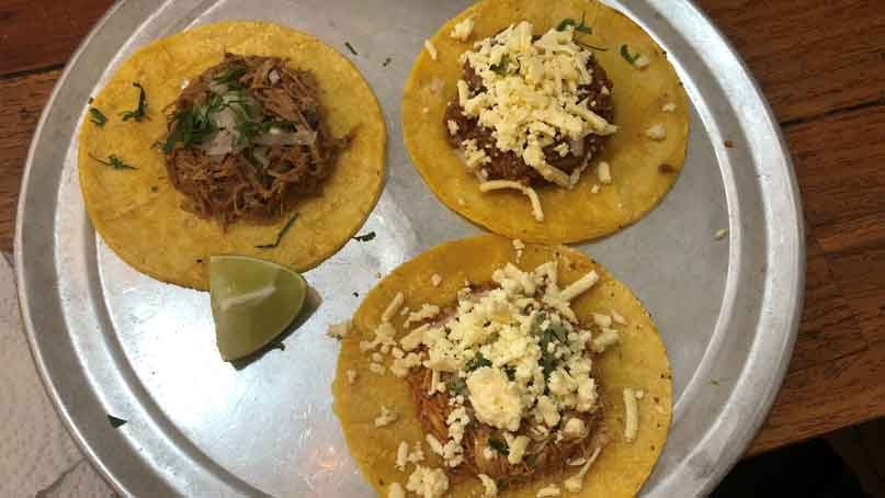 plate with 3 soft tacos