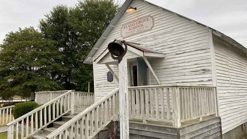 exterior view of a one-room schoolhouse