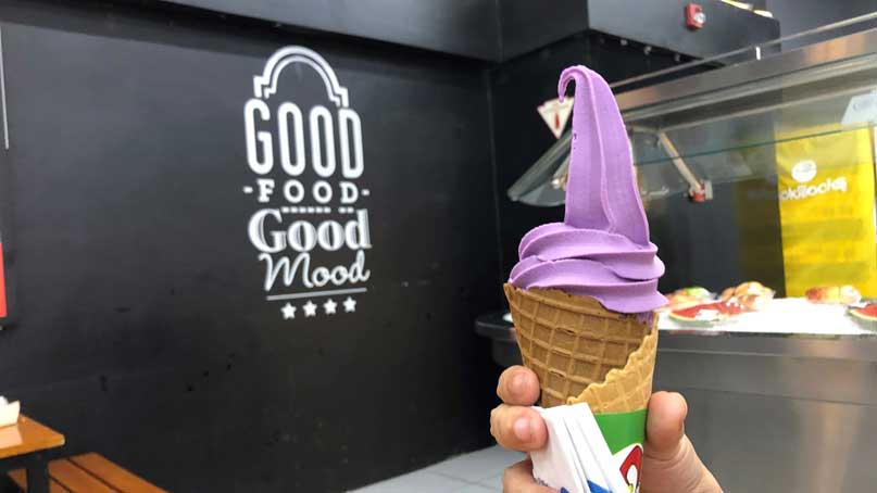 purple colored ice cream cone