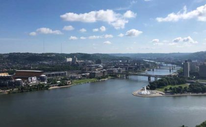 scenic view of rivers and pittsburgh area
