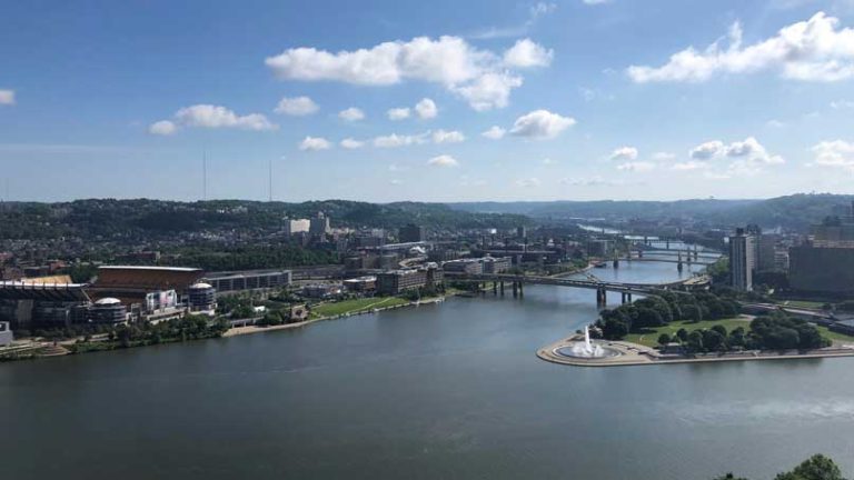 scenic view of rivers and pittsburgh area
