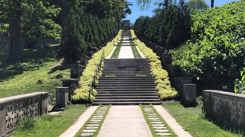 long pathway and staircase going up