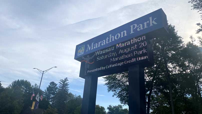 sign that says Marathon Park