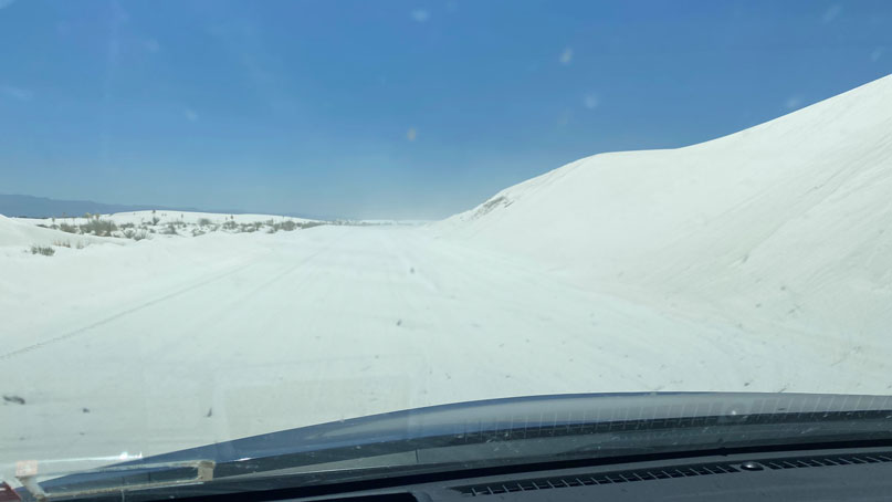 white sand covering the road